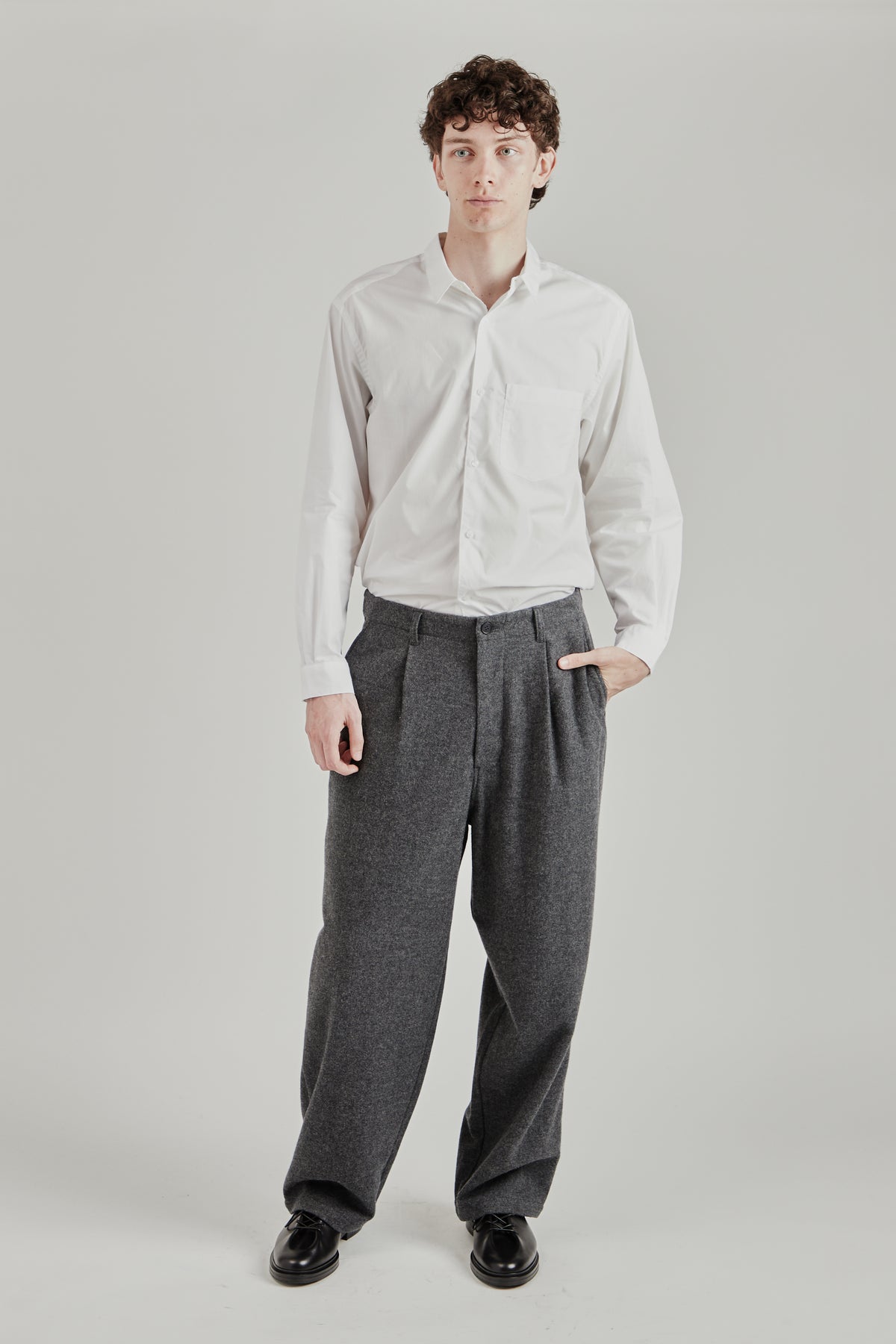 Wool/Nylon Wide Pants - Grey
