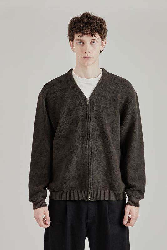 Still By Hand FW26 Zip up cardigan Brown Charcoal3252