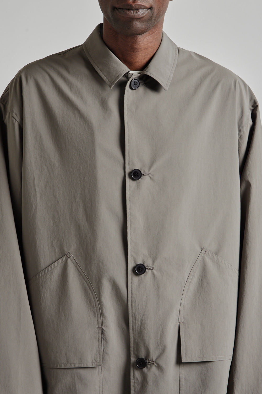 Still by Hand Airy Half Coat Khaki Grey 5