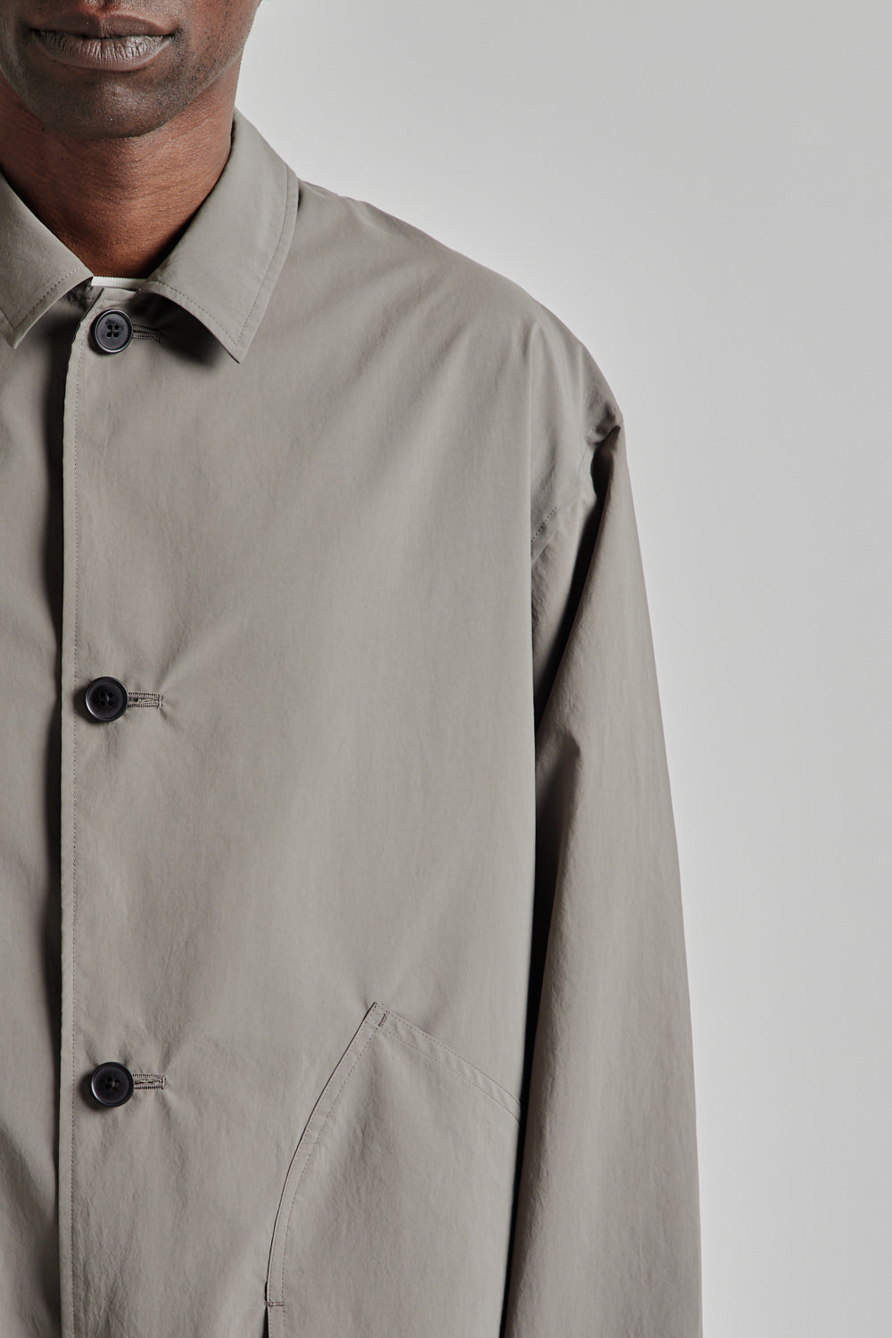 Still by Hand Airy Half Coat Khaki Grey 6