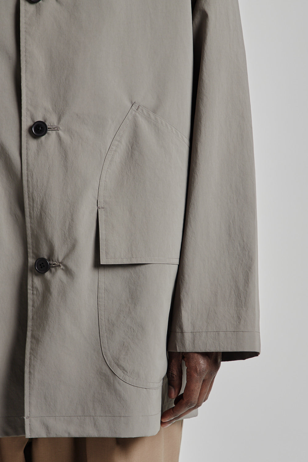 Still by Hand Airy Half Coat Khaki Grey 7