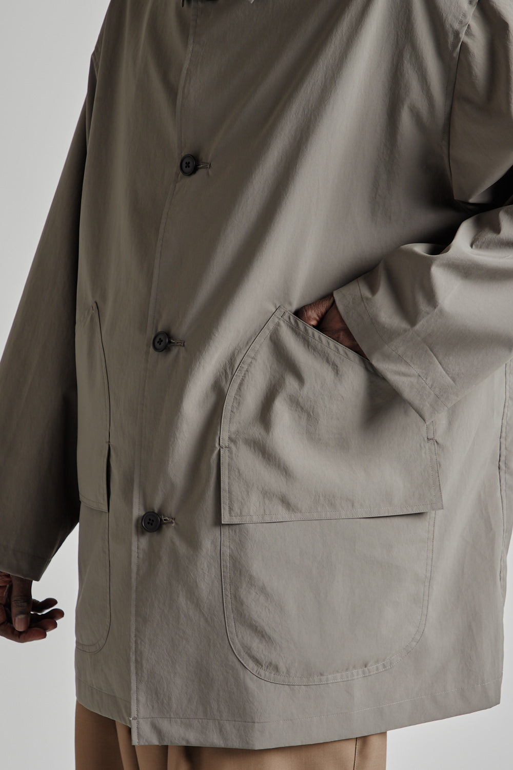Still by Hand Airy Half Coat Khaki Grey 8