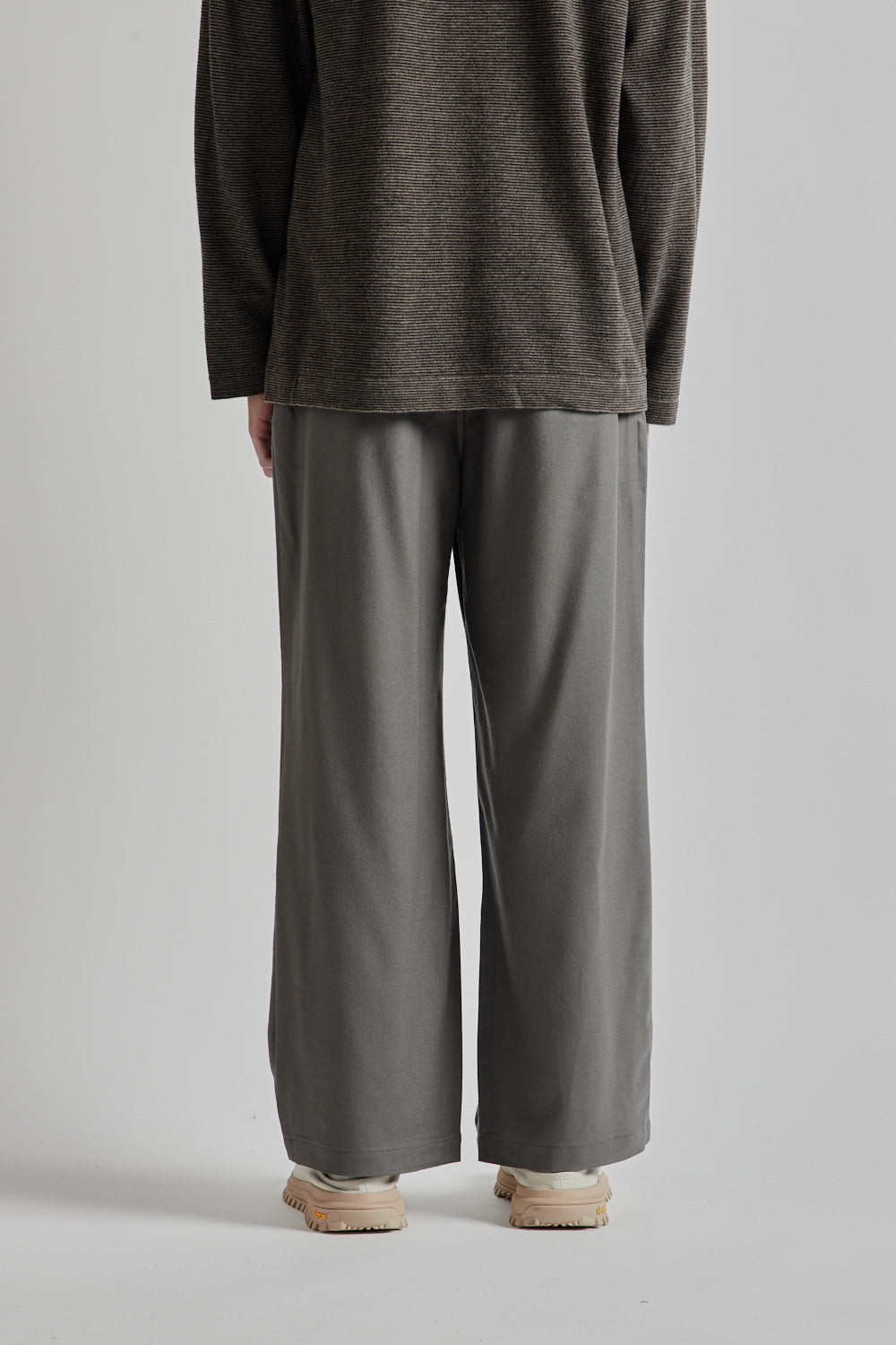 Box Pleat Wool Pants - Greige