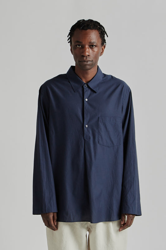 Still by Hand Cupro Mixed Pullover Shirt Navy 2