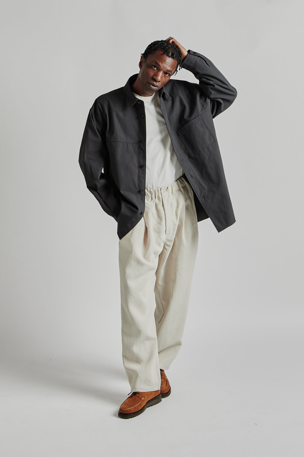Still by Hand High Twist Shirt Blouson Charcoal 2