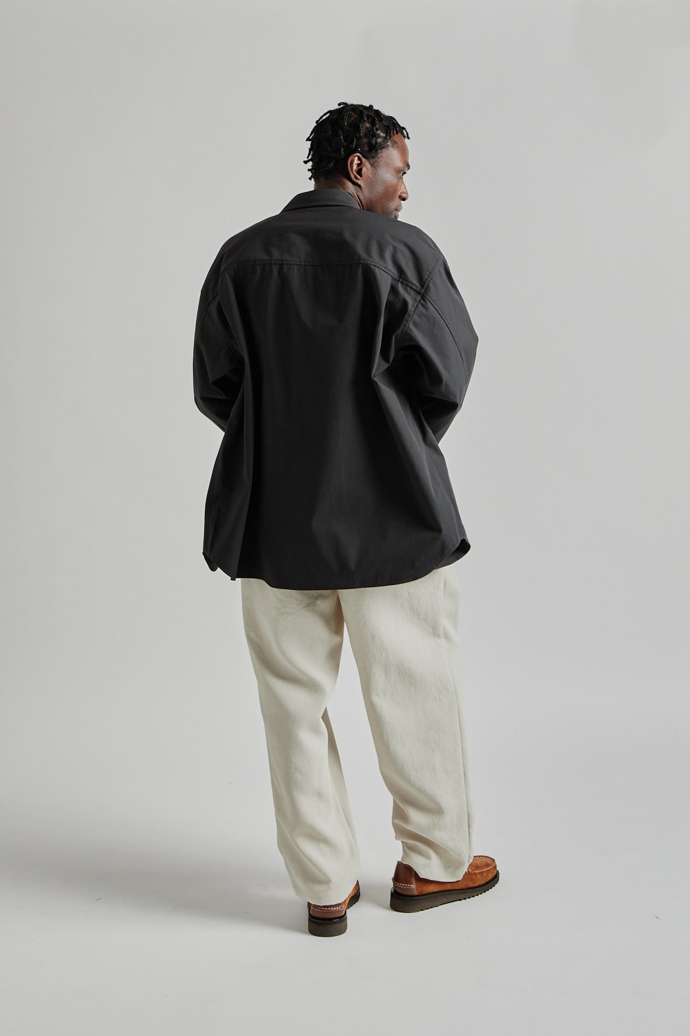 Still By Hand High Twist Shirt Blouson - Charcoal | Wallace