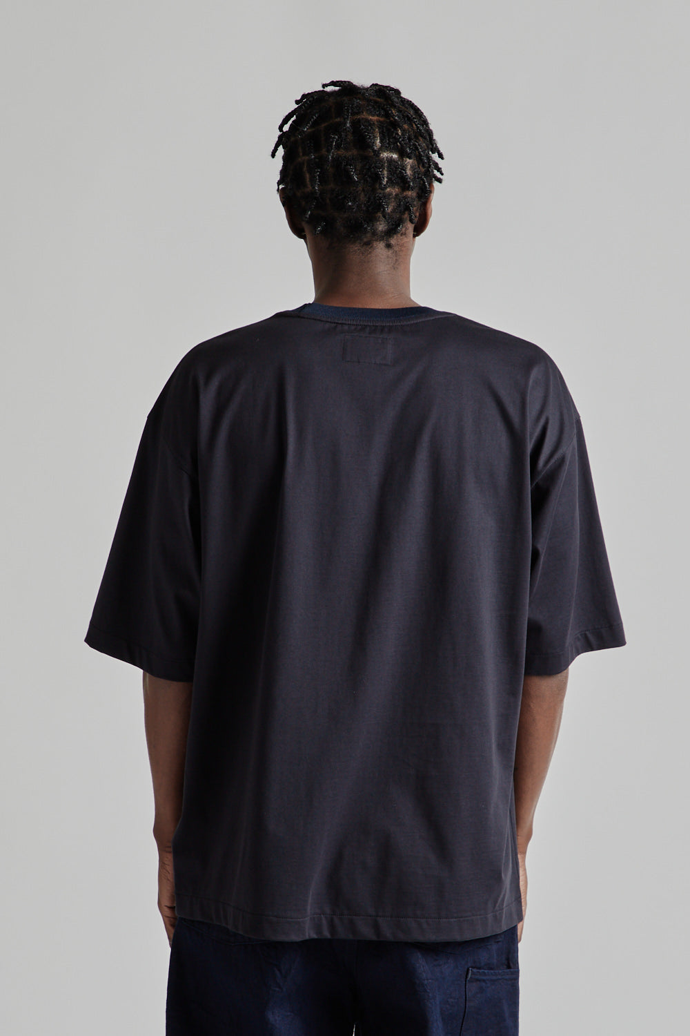Still by Hand Knitted Rib T-Shirt Black Navy 5