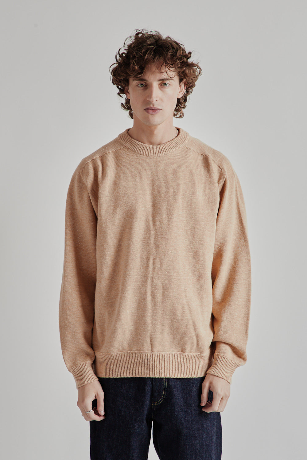 Linen Mix Seamless Sweater - Pale Orange