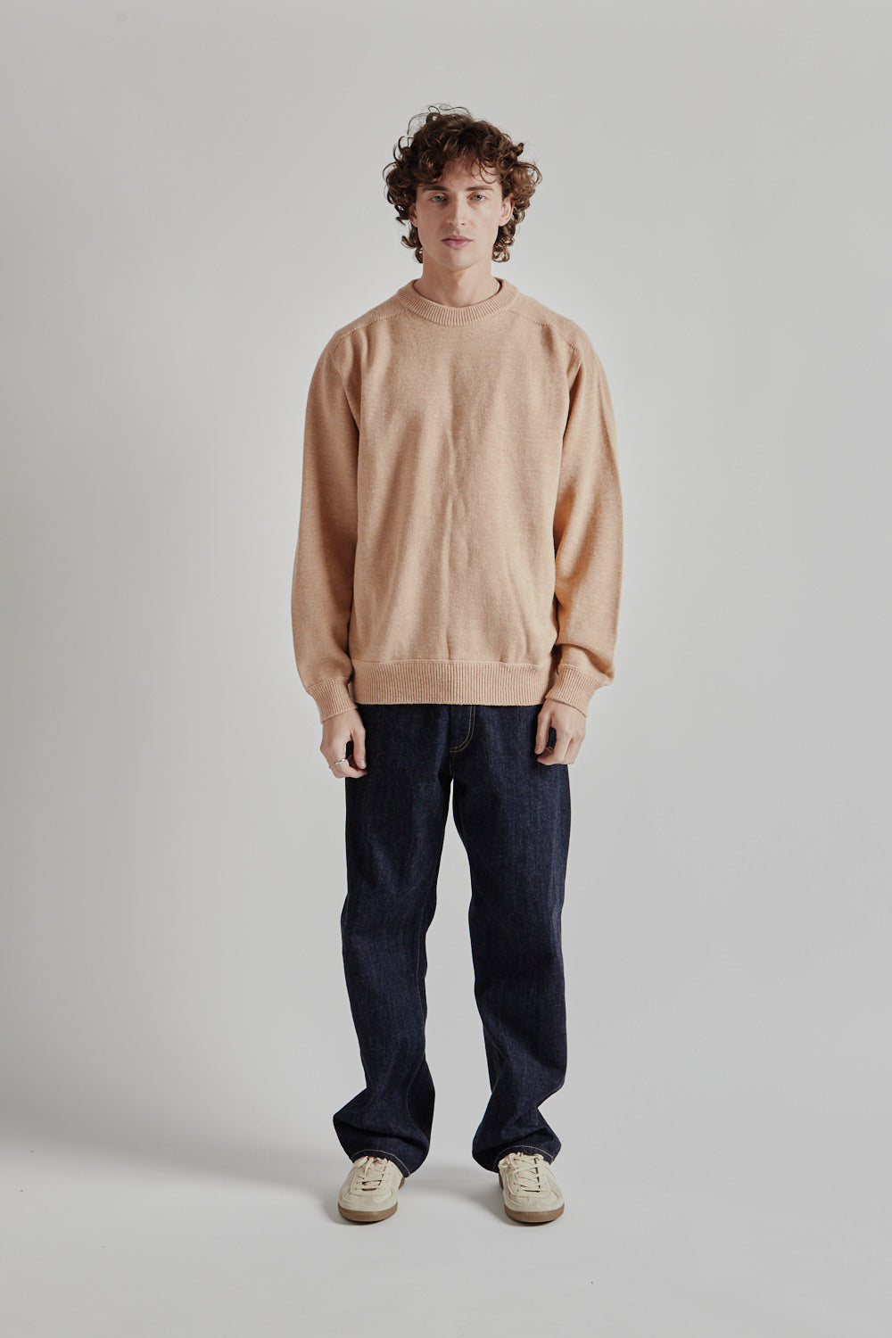 Linen Mix Seamless Sweater - Pale Orange