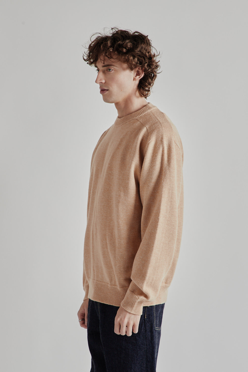 Linen Mix Seamless Sweater - Pale Orange