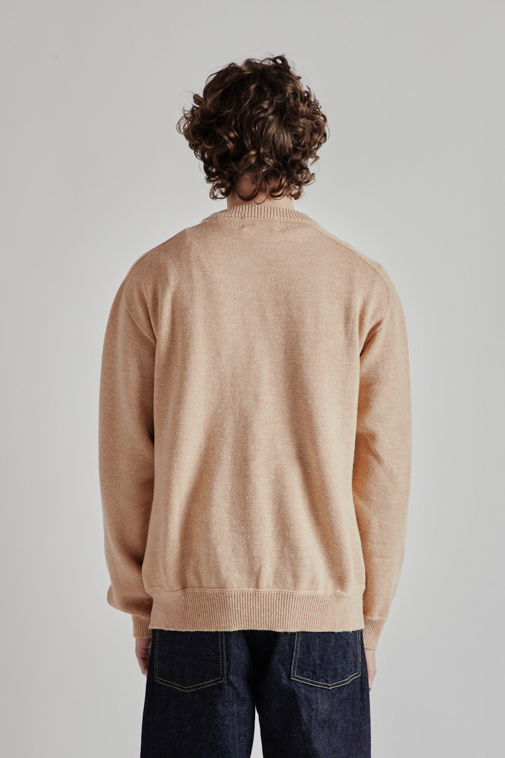 Linen Mix Seamless Sweater - Pale Orange