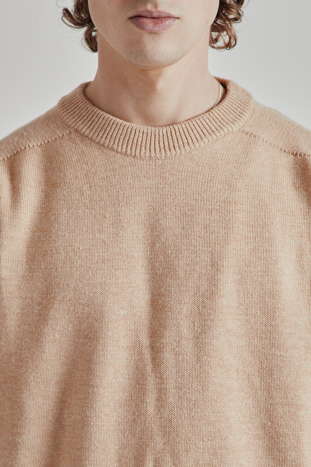 Linen Mix Seamless Sweater - Pale Orange