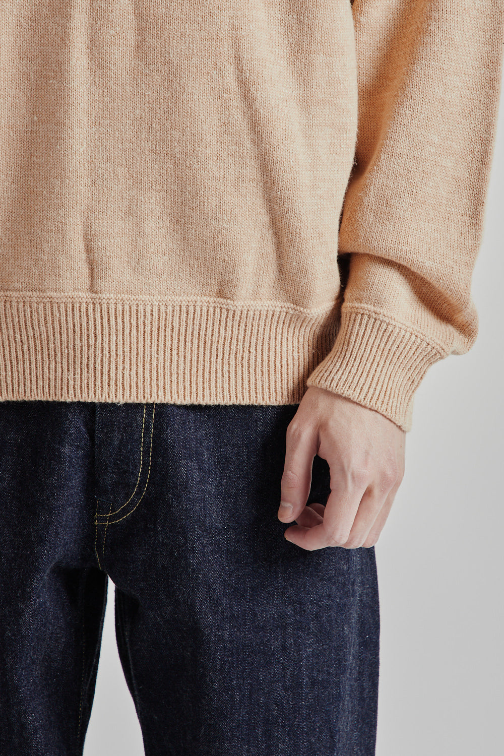 Linen Mix Seamless Sweater - Pale Orange