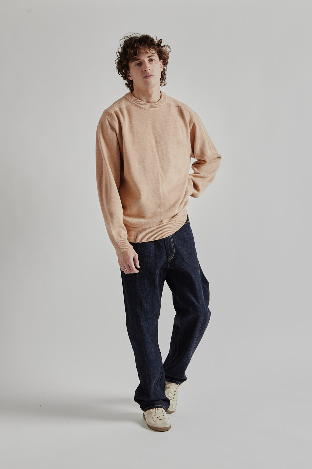 Linen Mix Seamless Sweater - Pale Orange