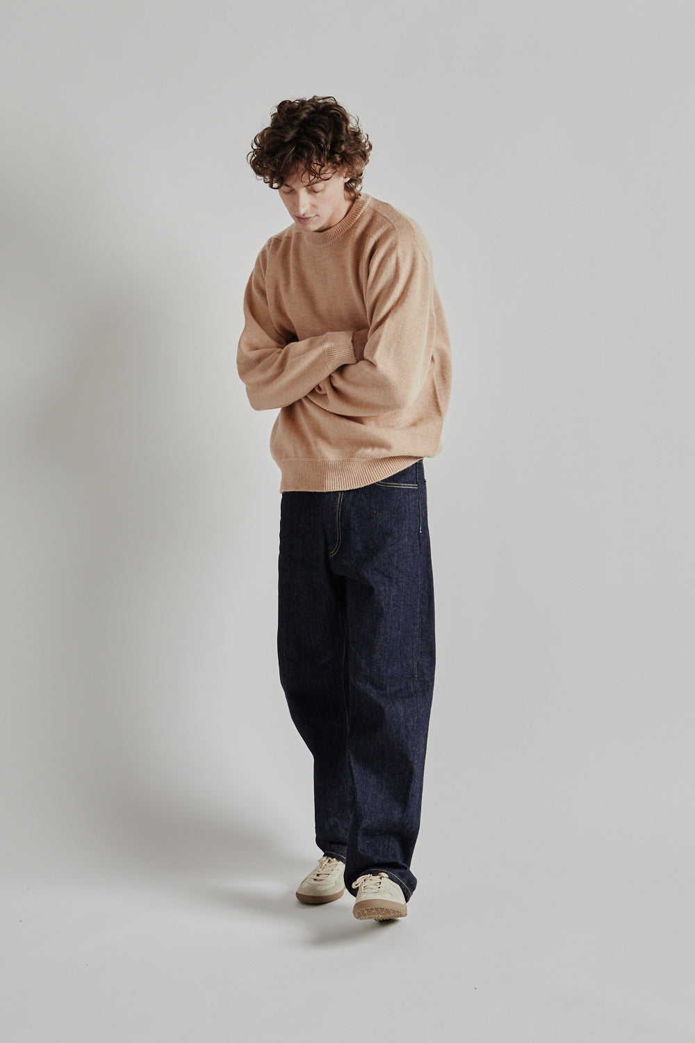 Linen Mix Seamless Sweater - Pale Orange