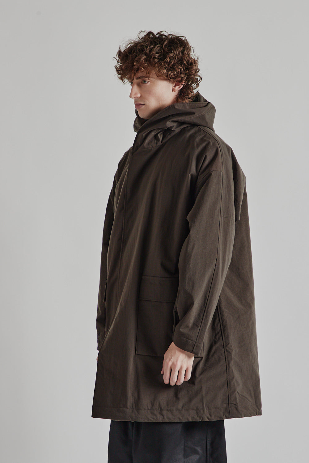 Nylon OX Hooded Coat - Brown