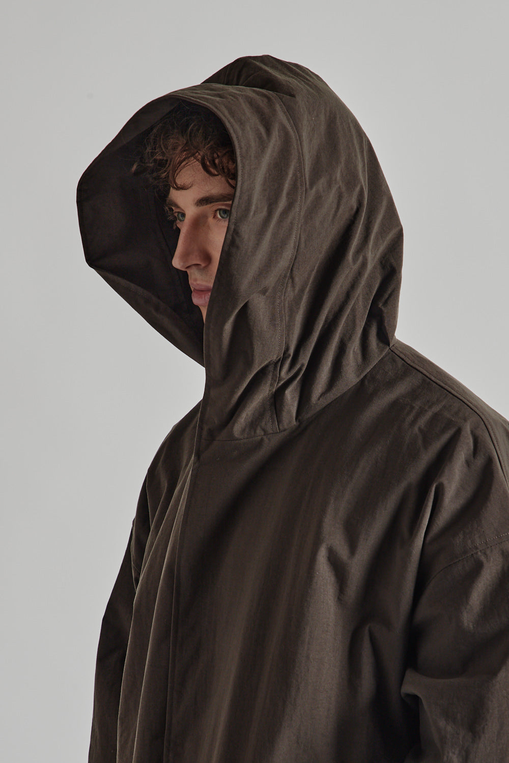 Nylon OX Hooded Coat - Brown