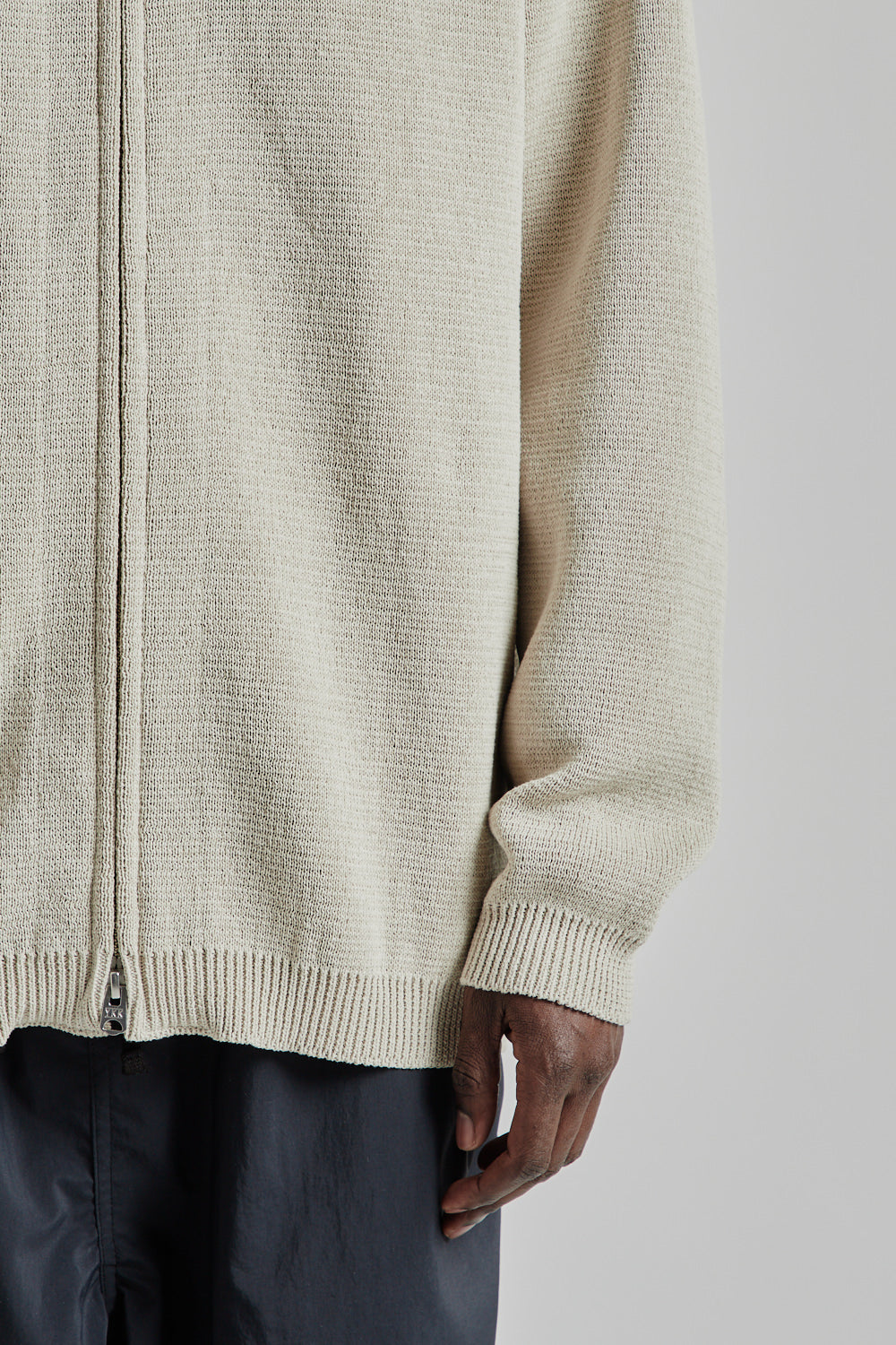 Still By Hand Paper Mixed Zip Up Cardigan - Oatmeal
