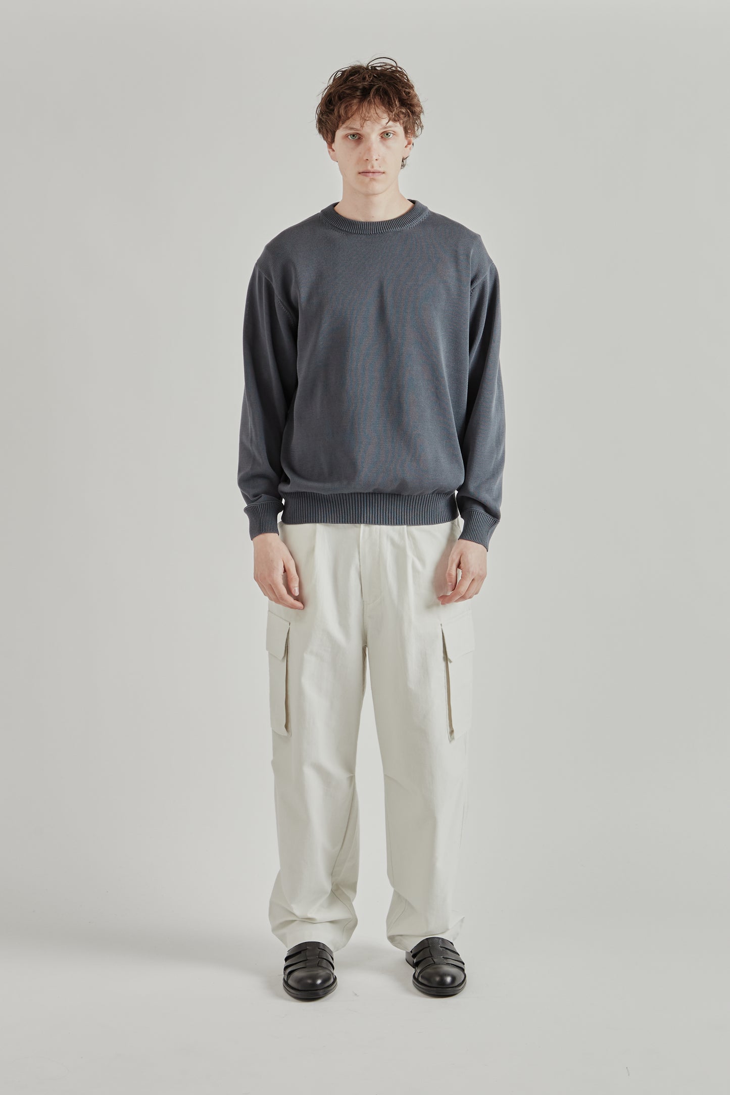 Still by Hand SS26 10G Cotton Sweater Blue Grey2599