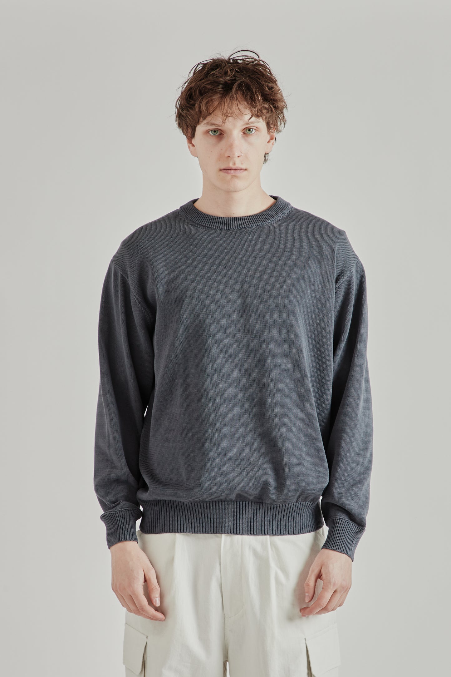 Still by Hand SS26 10G Cotton Sweater Blue Grey2602