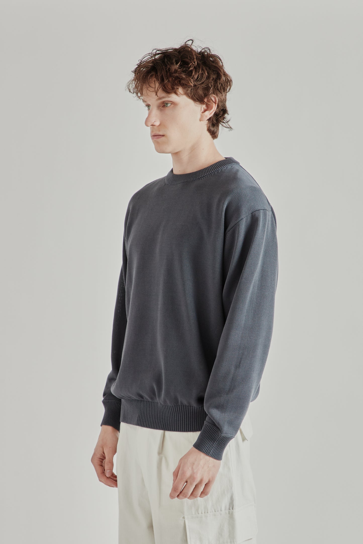 Still by Hand SS26 10G Cotton Sweater Blue Grey2605