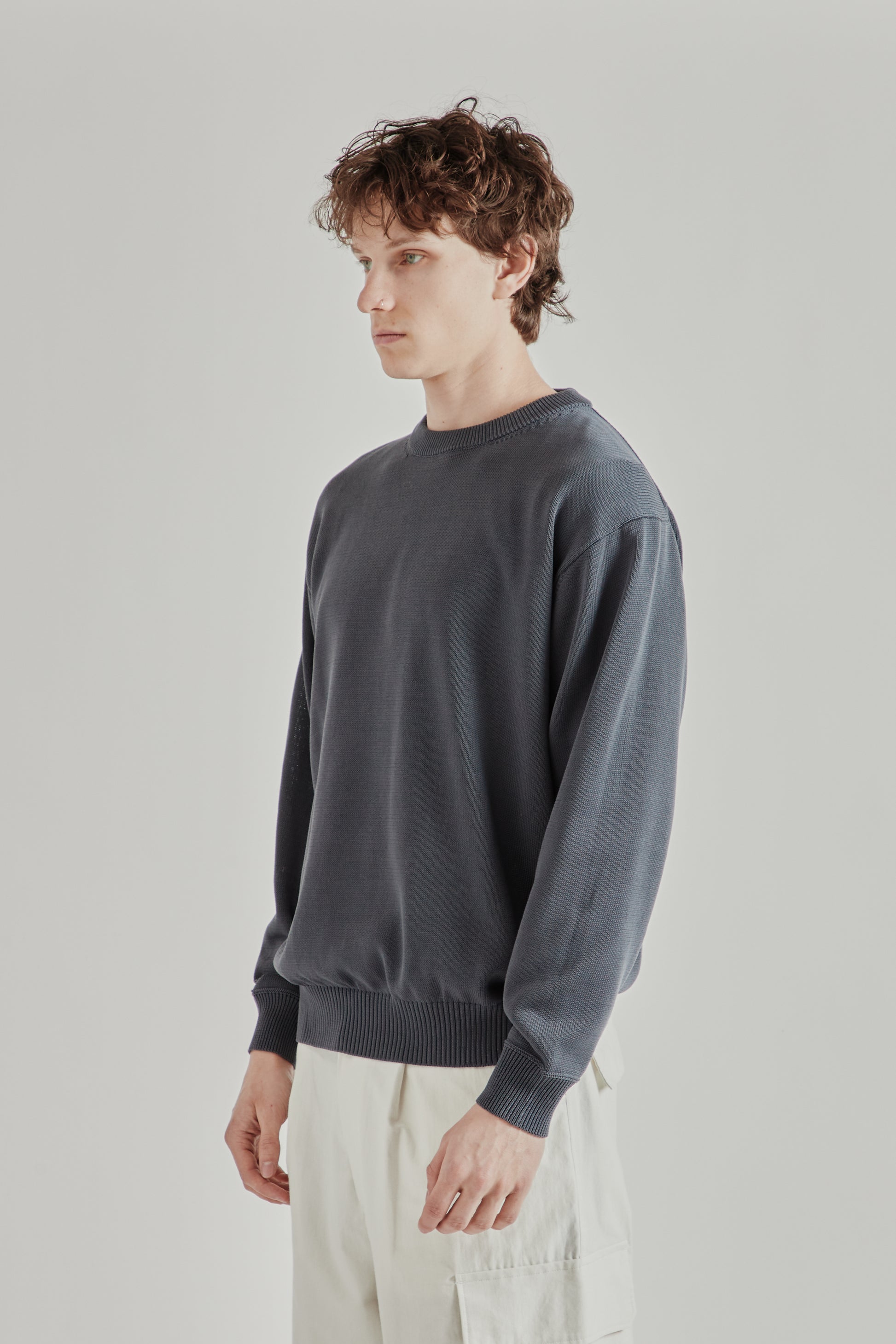 Still by Hand SS26 10G Cotton Sweater Blue Grey2605