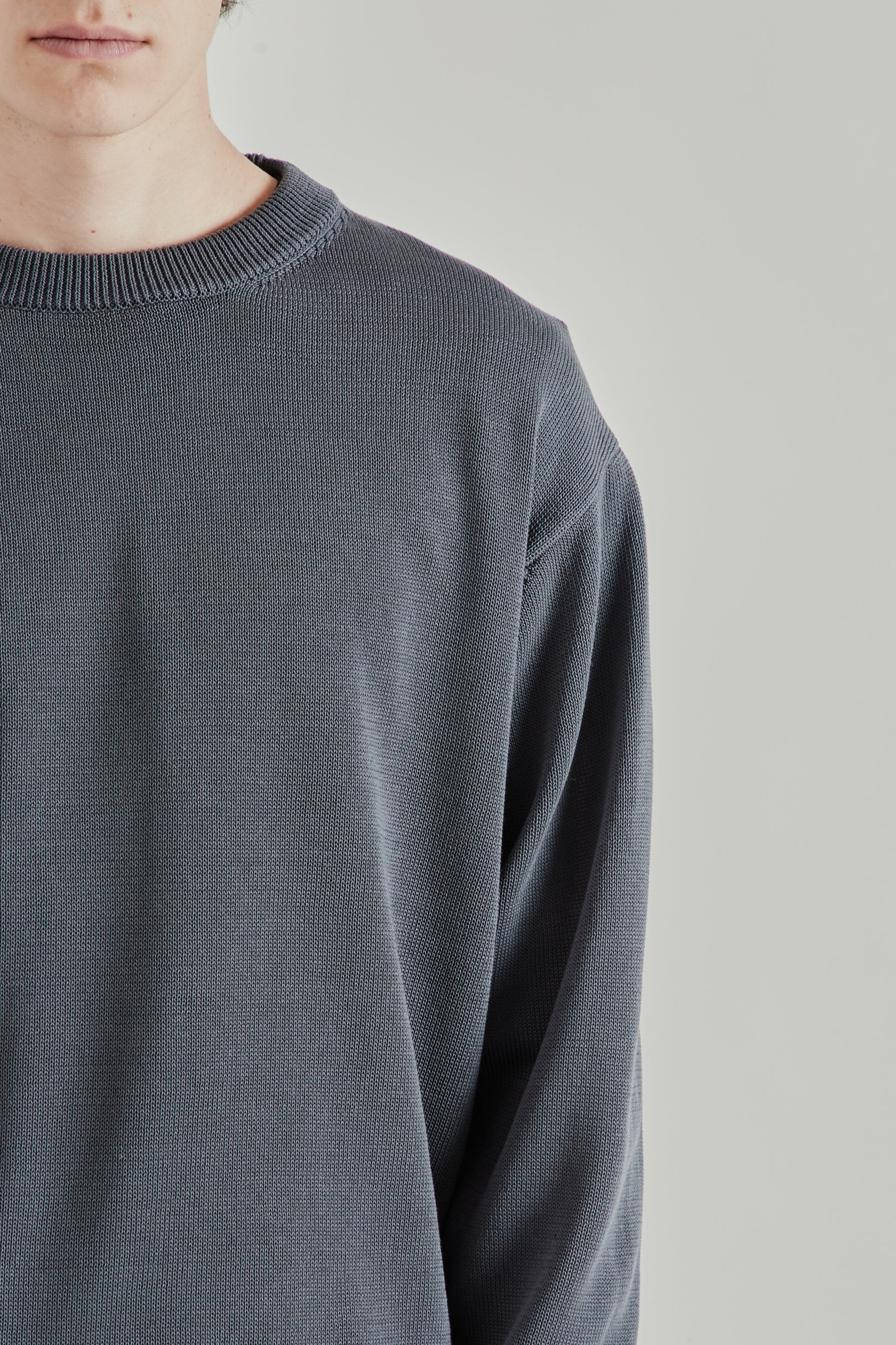 Still by Hand SS26 10G Cotton Sweater Blue Grey2618