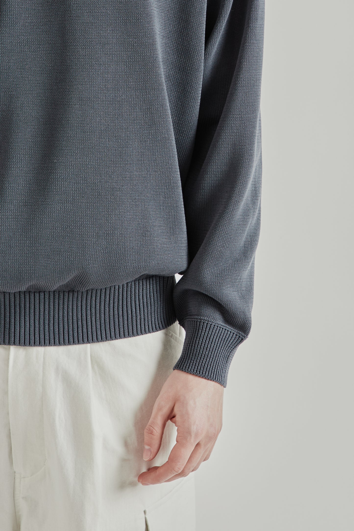 Still by Hand SS26 10G Cotton Sweater Blue Grey2619