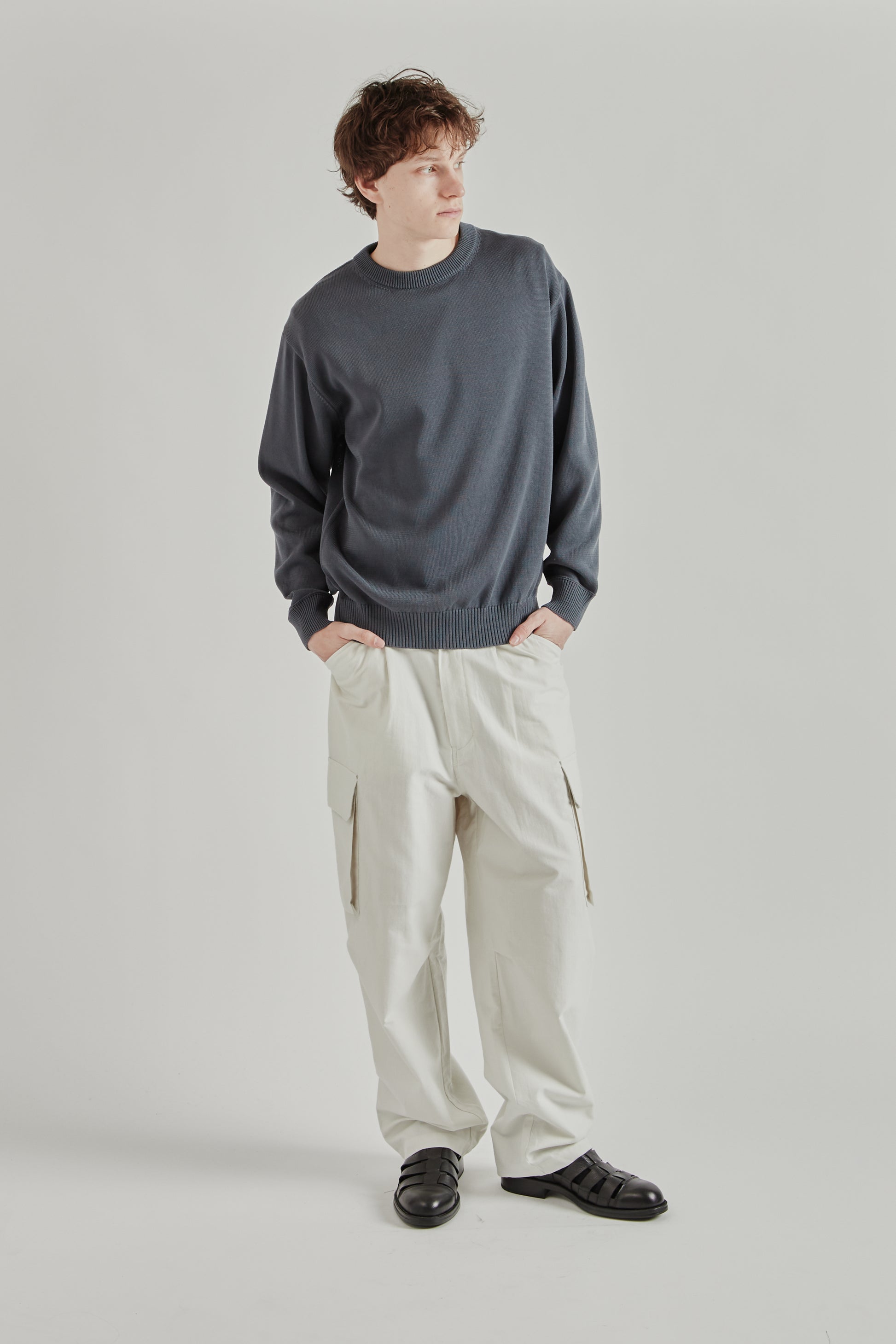 Still by Hand SS26 10G Cotton Sweater Blue Grey2621