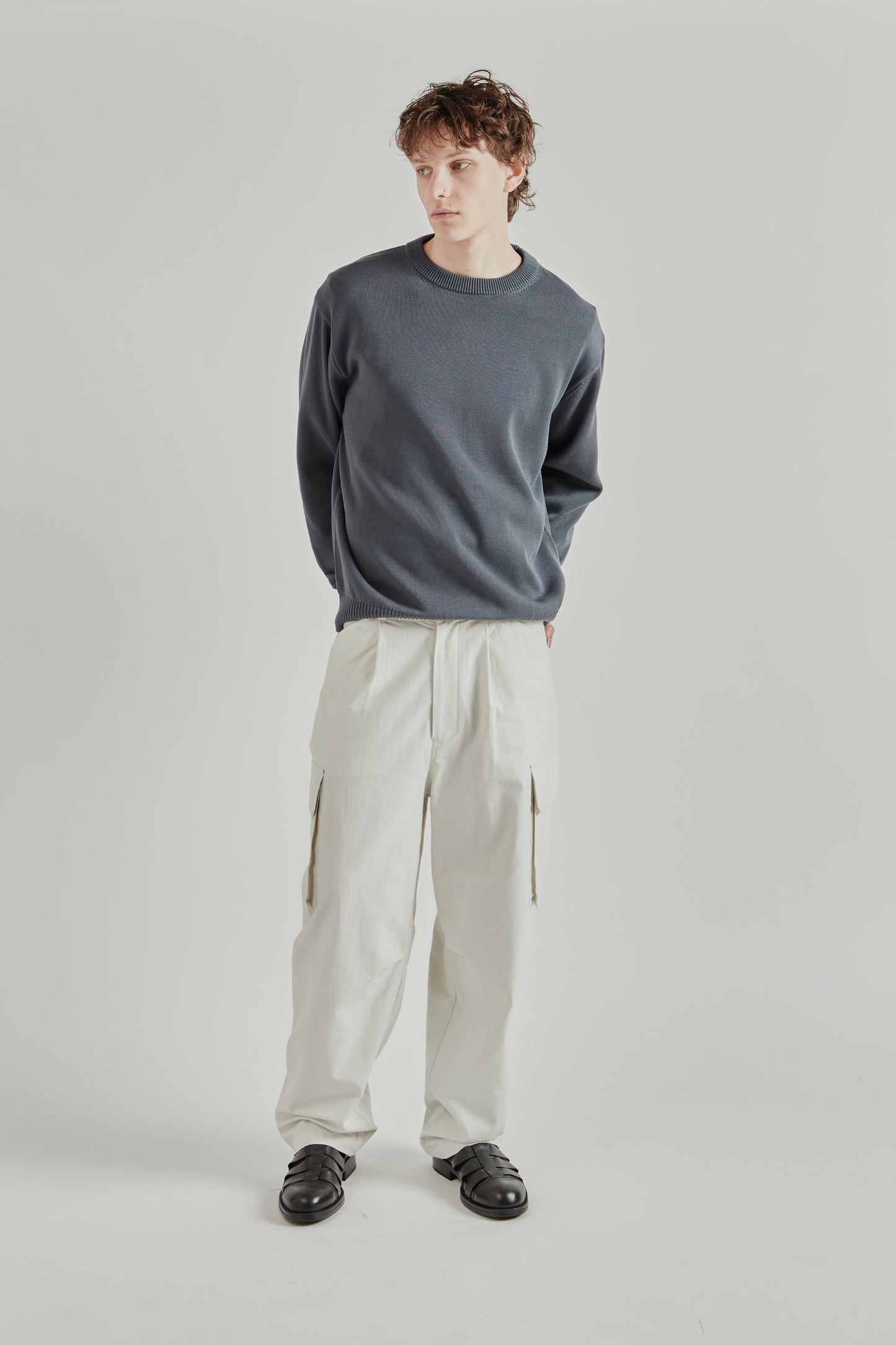 Still by Hand SS26 10G Cotton Sweater Blue Grey2626
