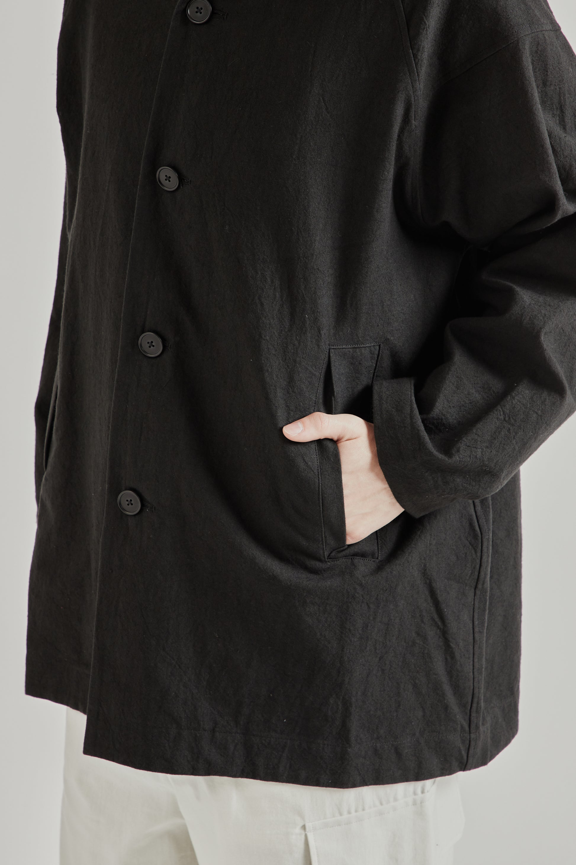 Still by Hand SS26 Cotton Linen Half Coat Black 10