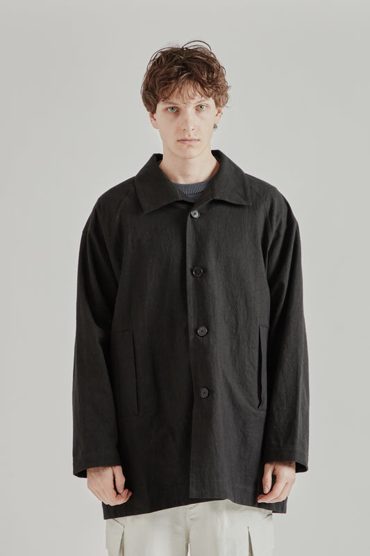 Still by Hand SS26 Cotton Linen Half Coat Black 2