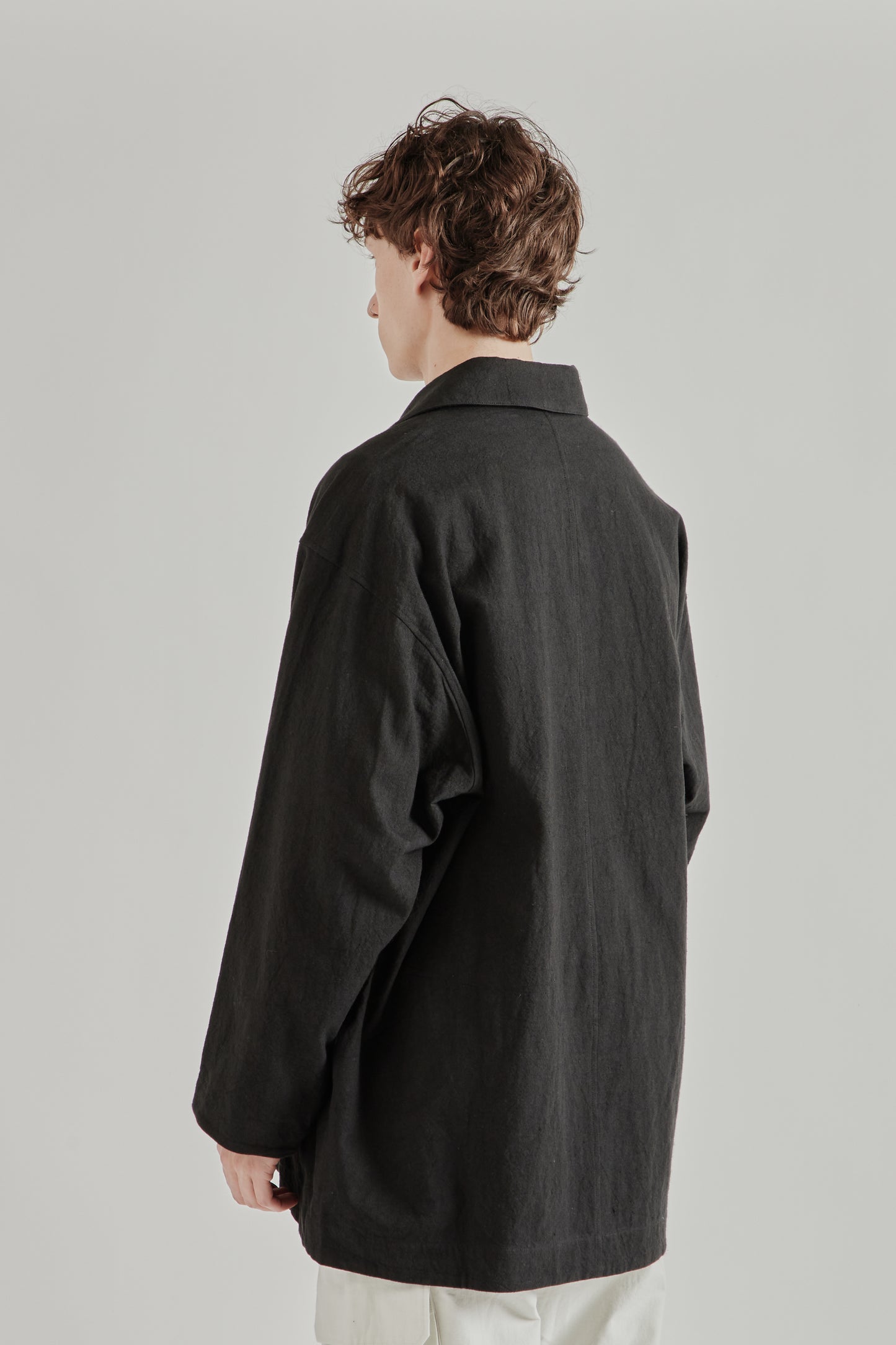 Still by Hand SS26 Cotton Linen Half Coat Black 4