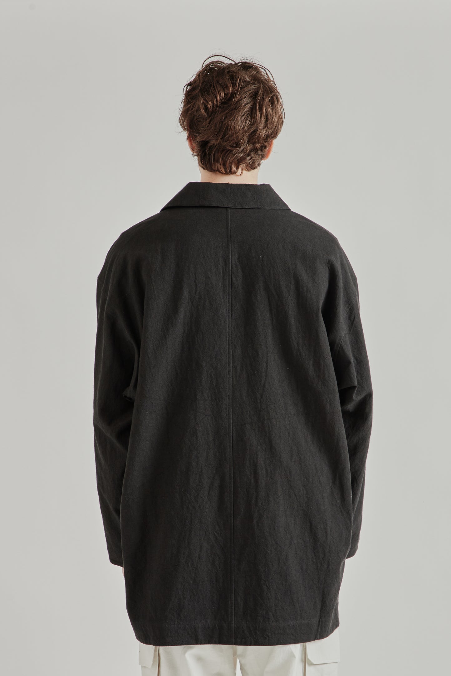 Still by Hand SS26 Cotton Linen Half Coat Black 5