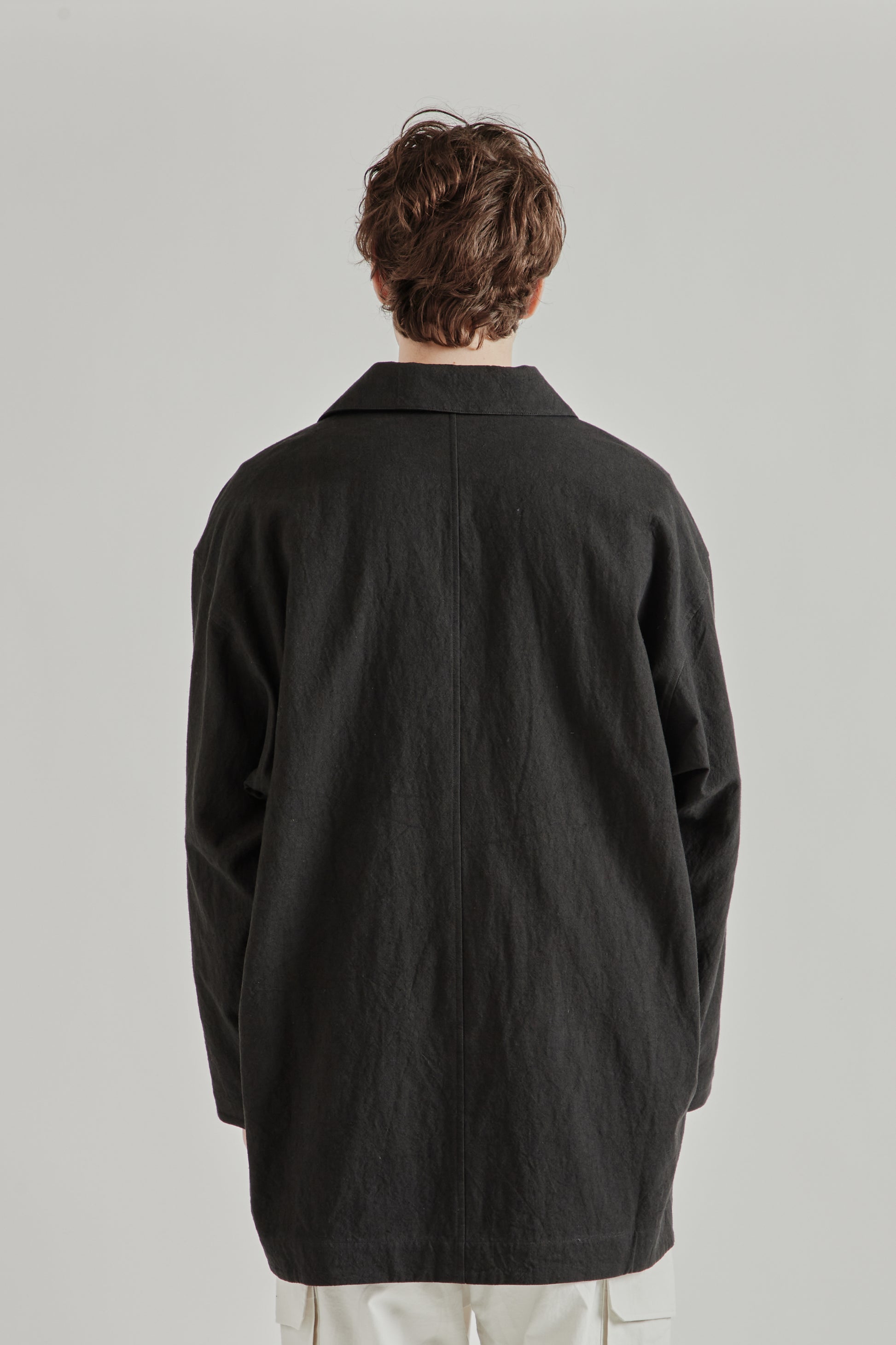 Still by Hand SS26 Cotton Linen Half Coat Black 5