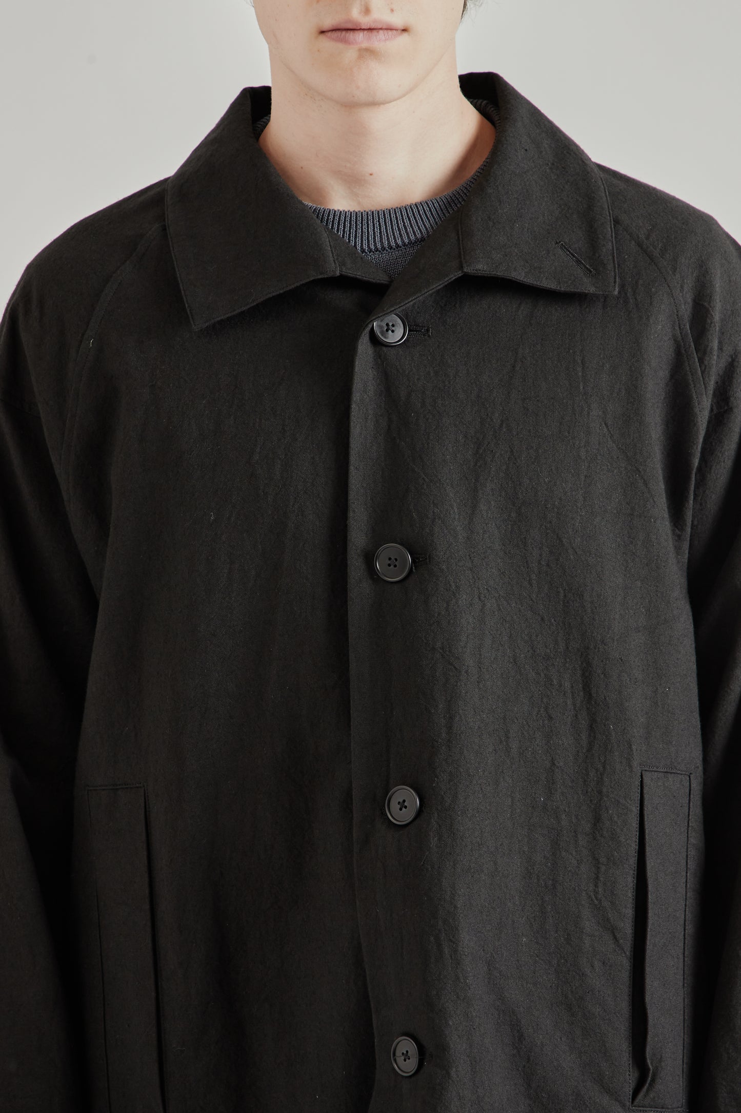 Still by Hand SS26 Cotton Linen Half Coat Black 6