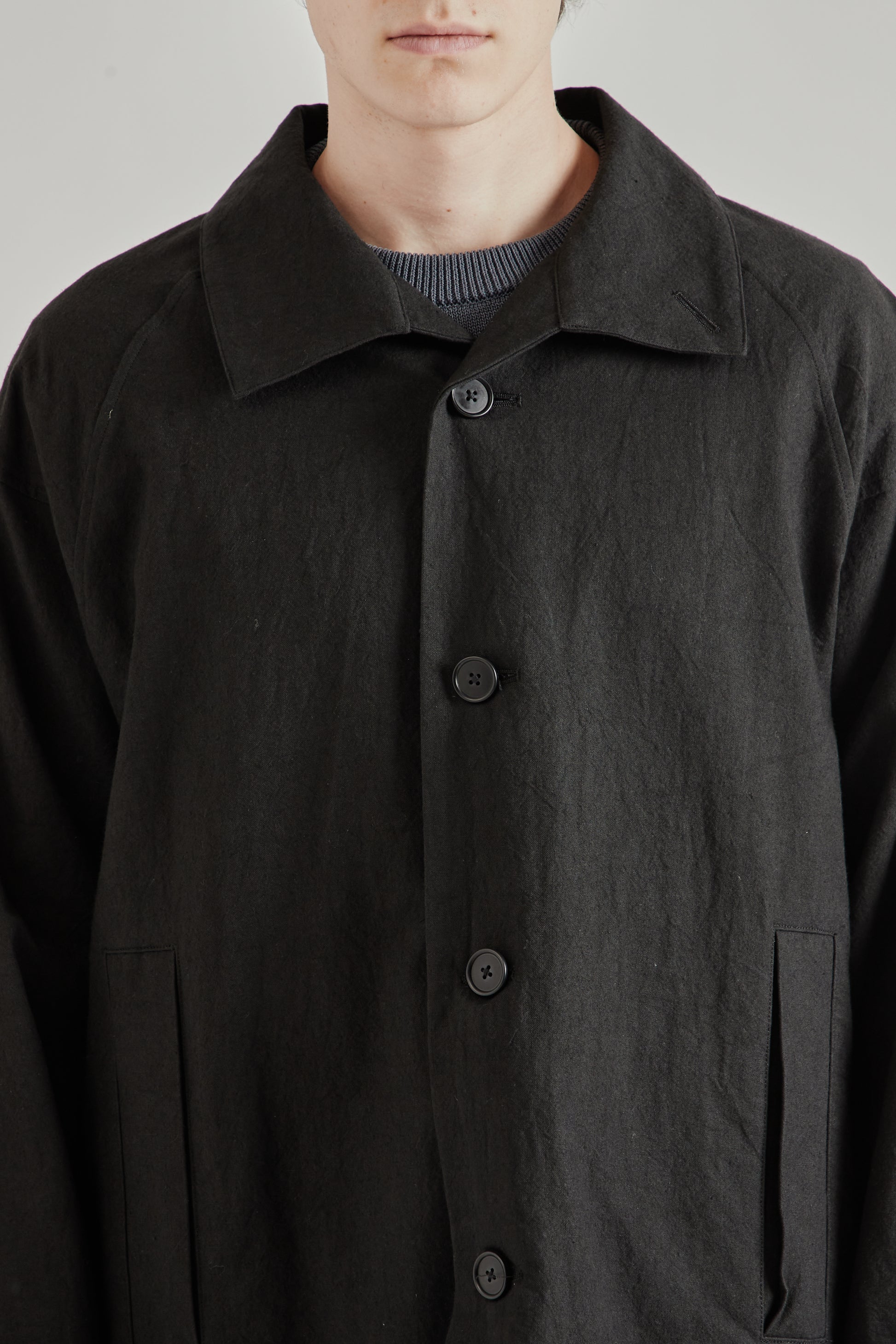 Still by Hand SS26 Cotton Linen Half Coat Black 6
