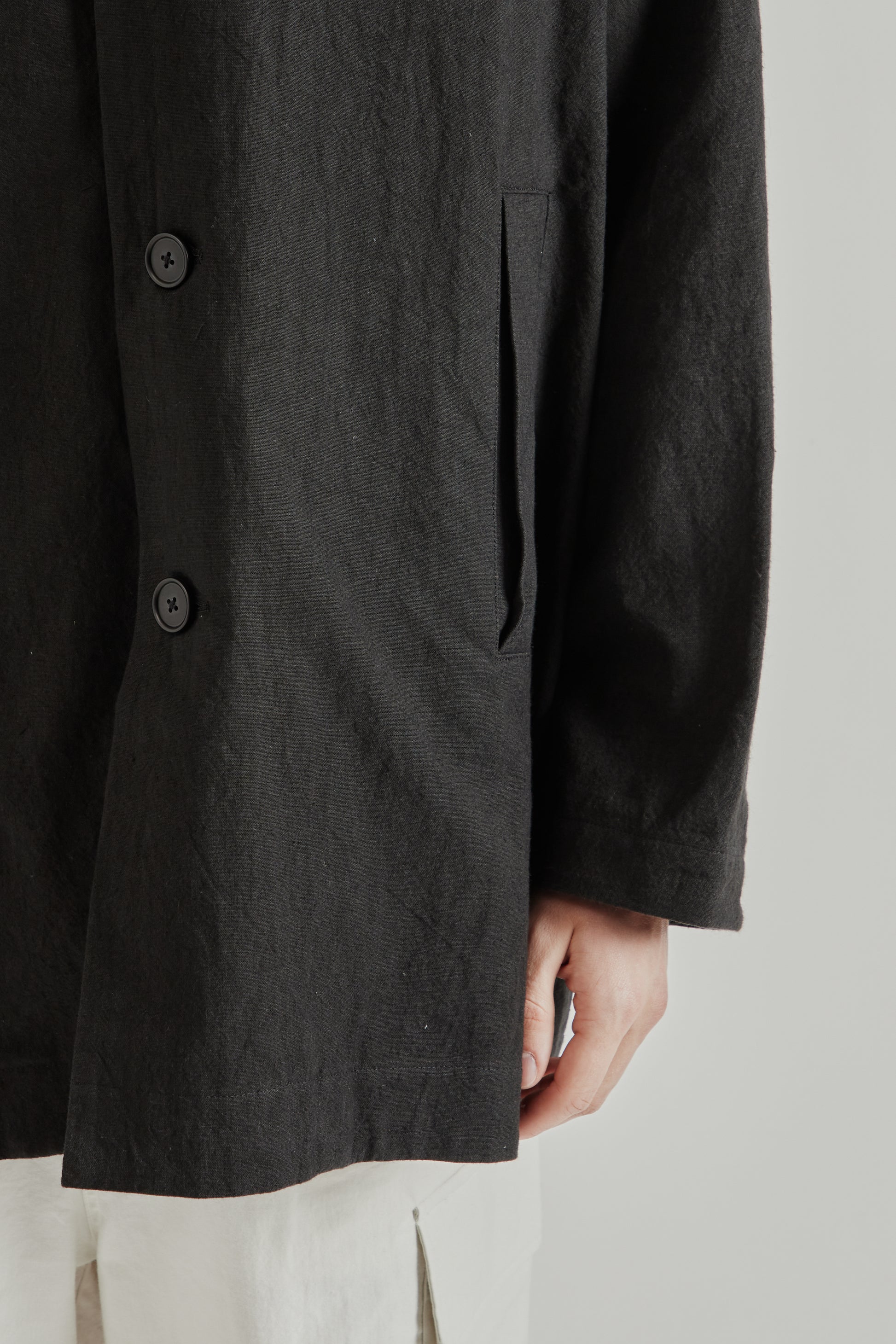 Still by Hand SS26 Cotton Linen Half Coat Black 8