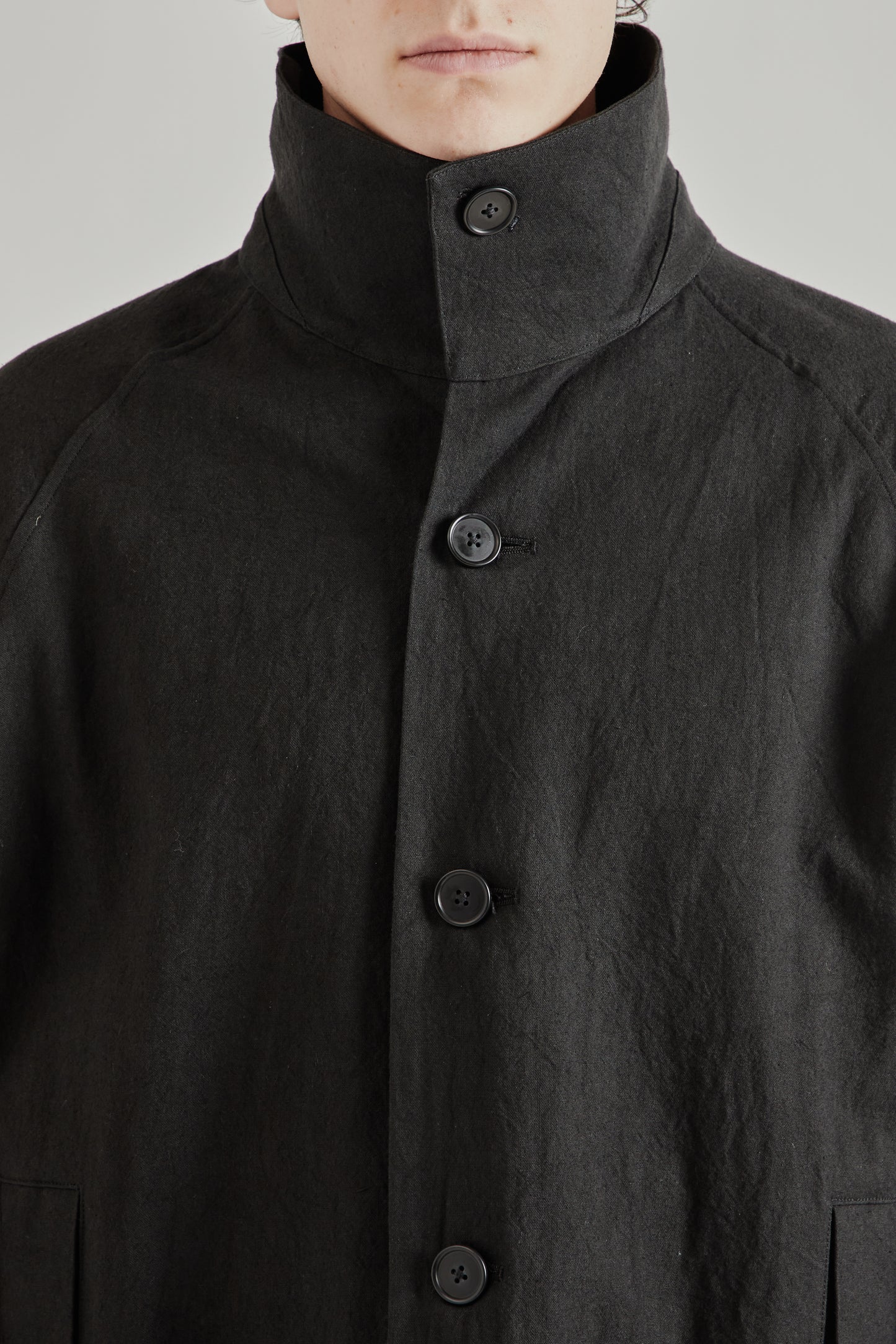 Still by Hand SS26 Cotton Linen Half Coat Black 9