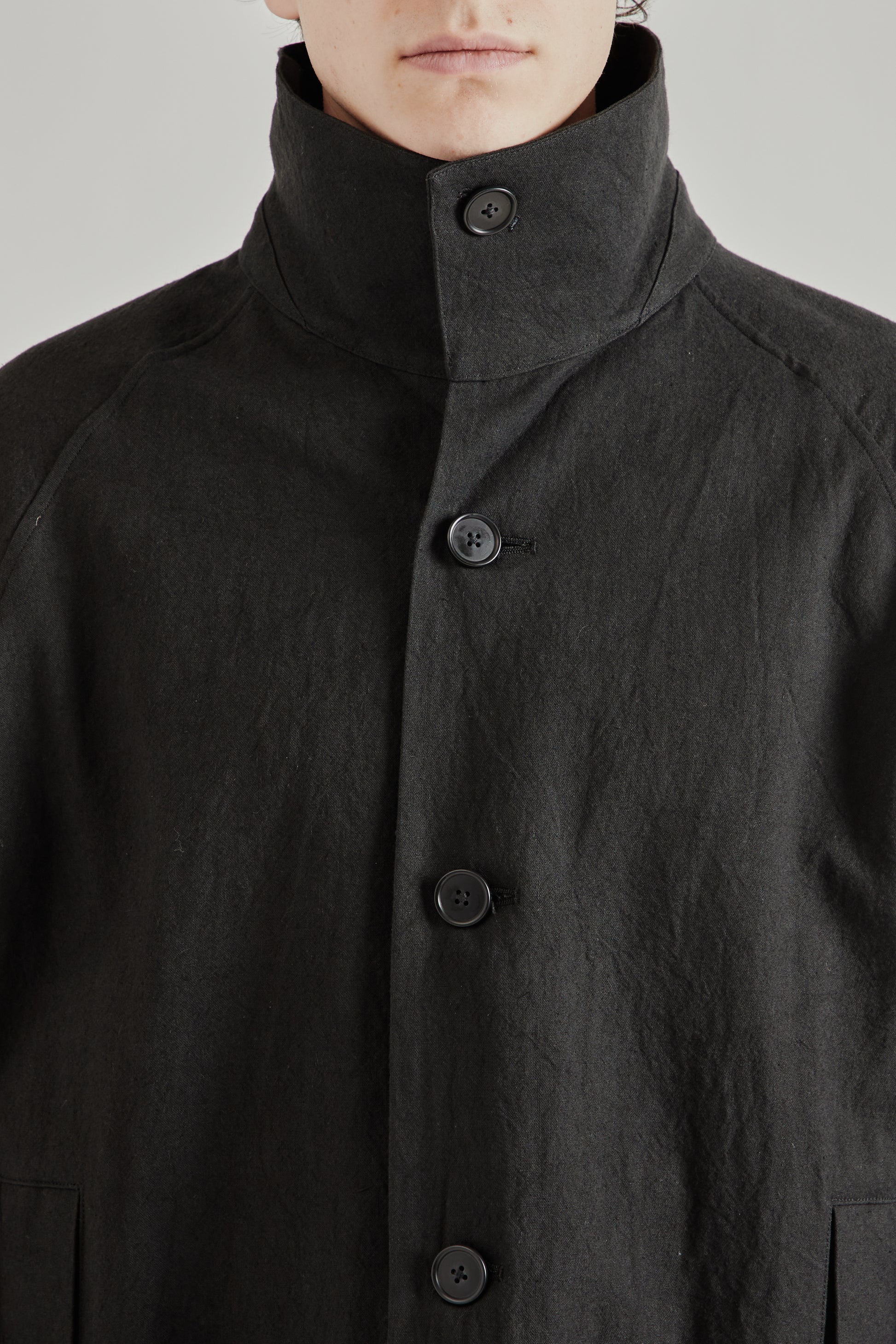 Still by Hand SS26 Cotton Linen Half Coat Black 9