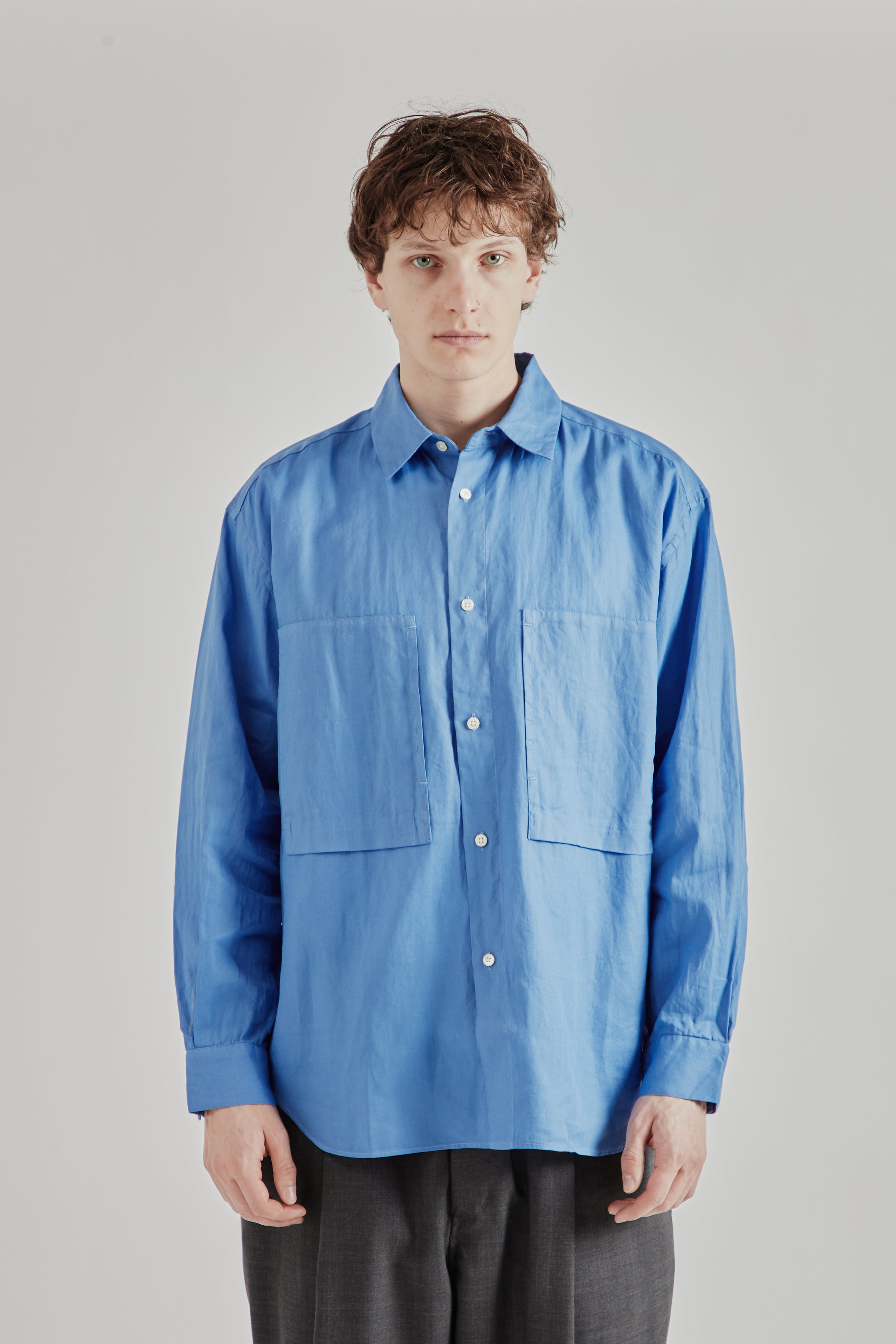 STILL BY HAND　GARMENT-DYE OVER SHIRTS 48 Still by Hand Garment Dye Overshirt - Sky Blue | Wallace