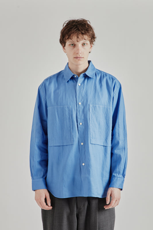 Still by Hand SS26 Garment Dye Overshirt Sky Blue2169