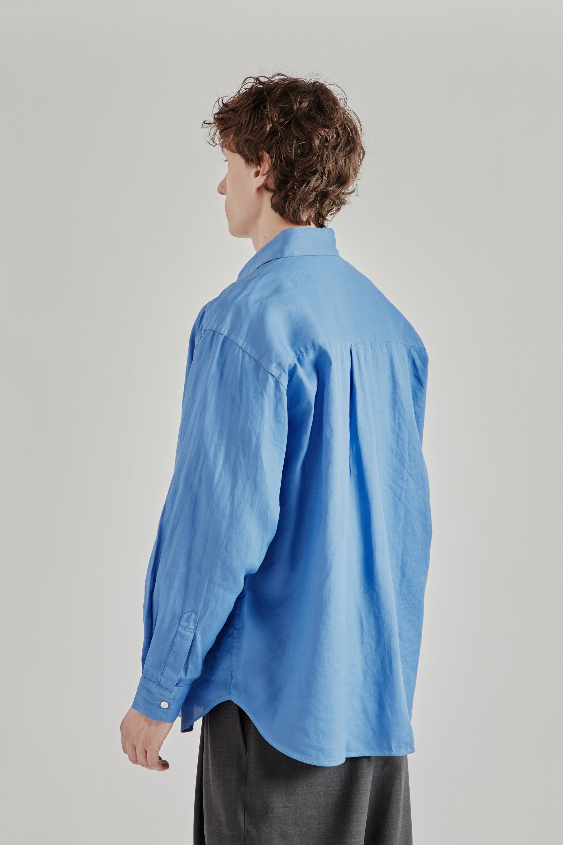 Still by Hand SS26 Garment Dye Overshirt Sky Blue2176