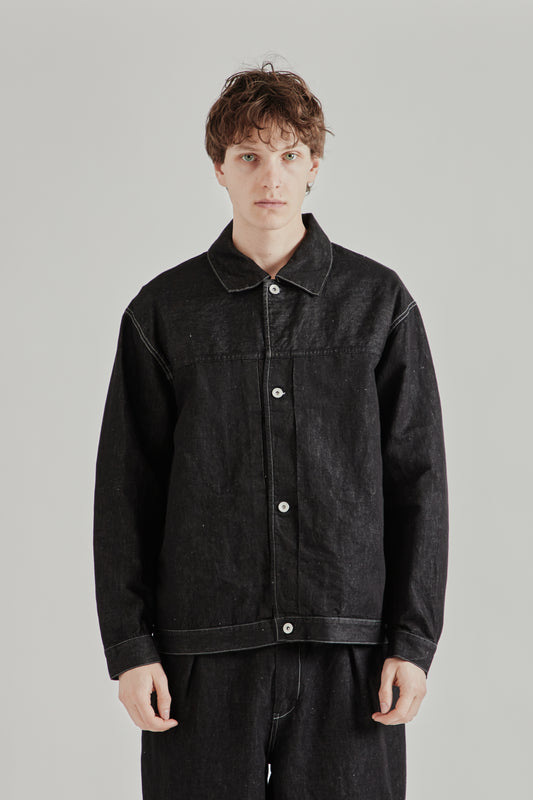 Still by Hand SS26 Hemp Mixed Denim Blouson Black2737
