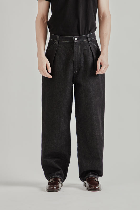 Still by Hand SS26 Hemp Mixed Denim Pants Black2711