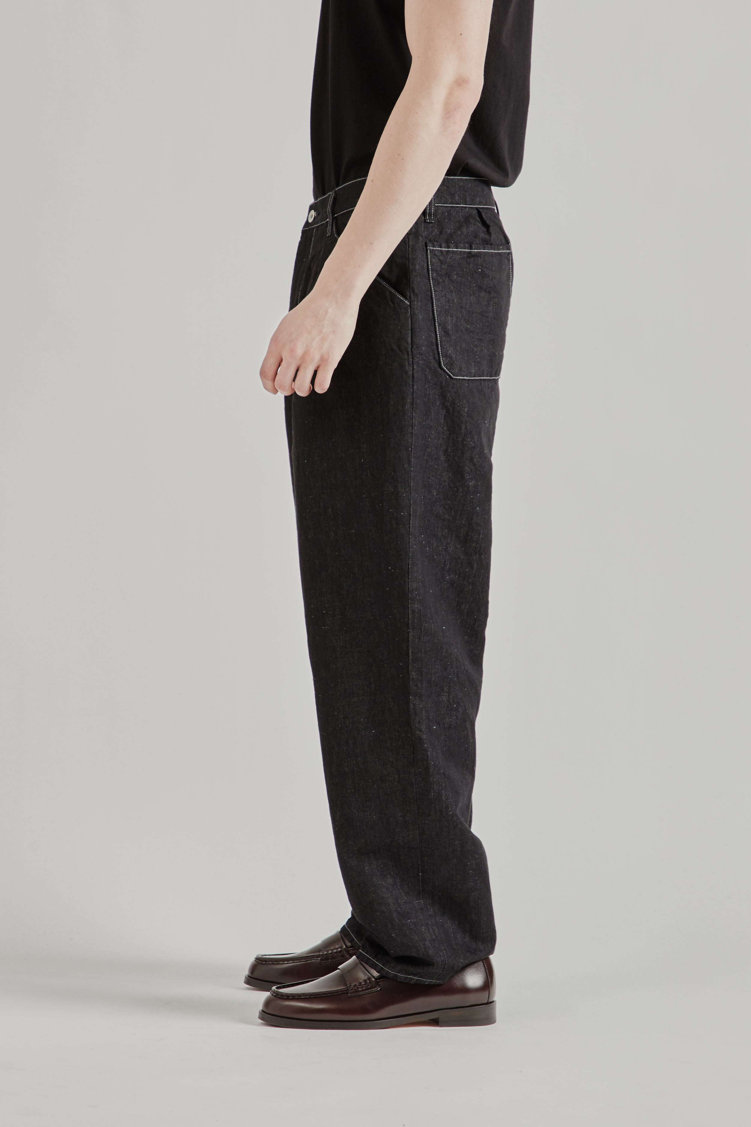 Still by Hand Hemp Mixed Denim Pants - Black | Wallace Mercantile Shop