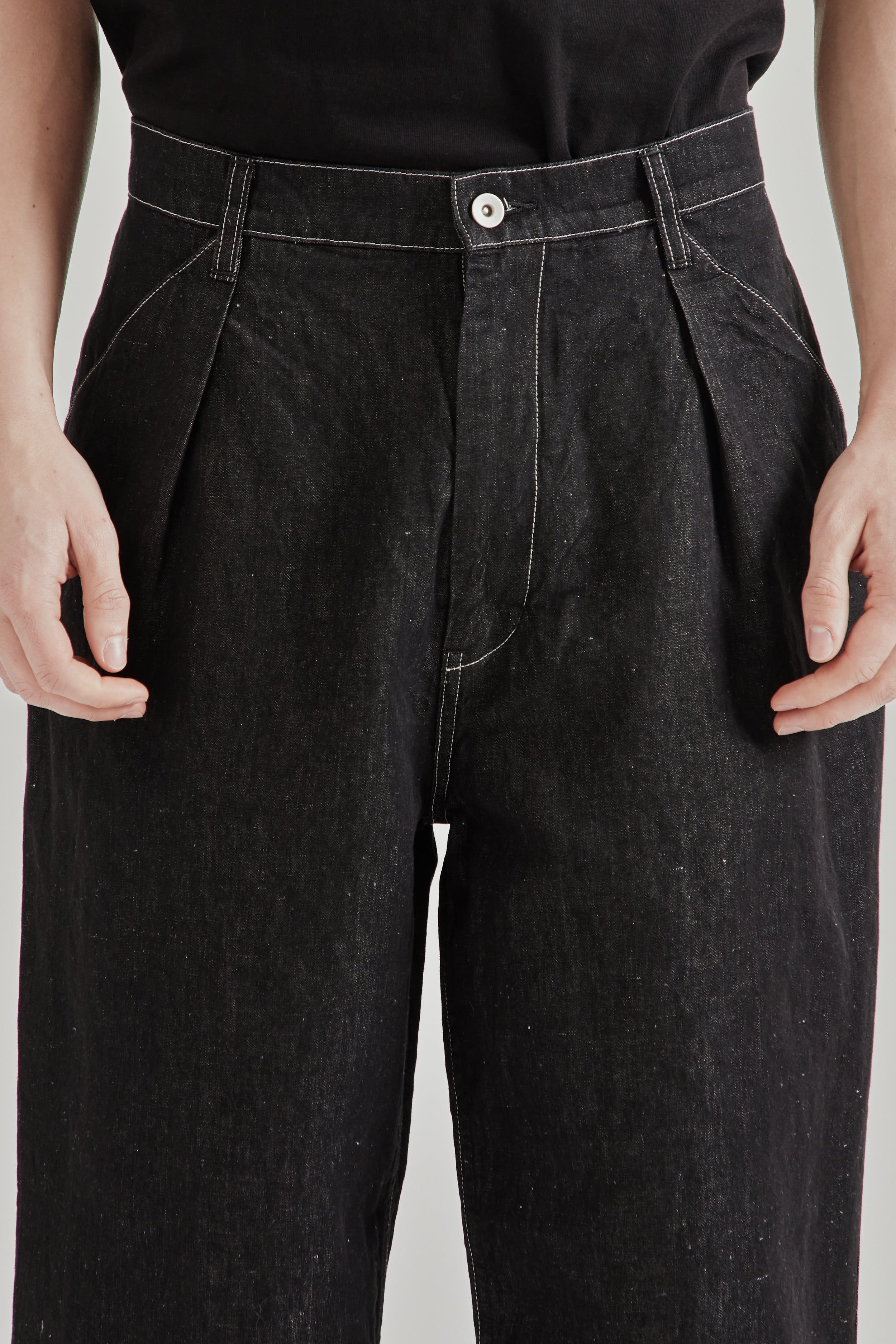 Still by Hand Hemp Mixed Denim Pants - Black | Wallace Mercantile Shop