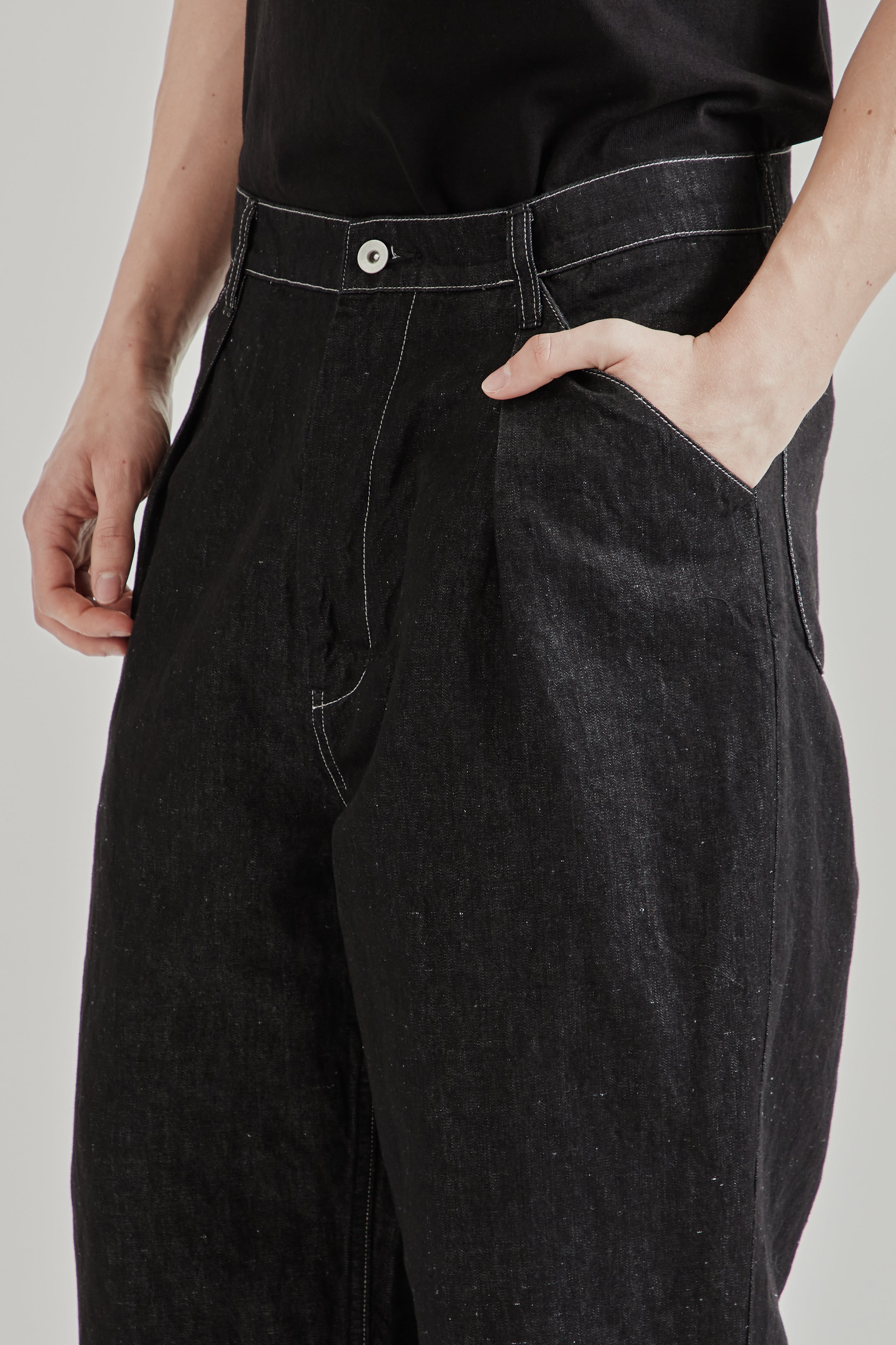 Still by Hand Hemp Mixed Denim Pants - Black | Wallace Mercantile Shop
