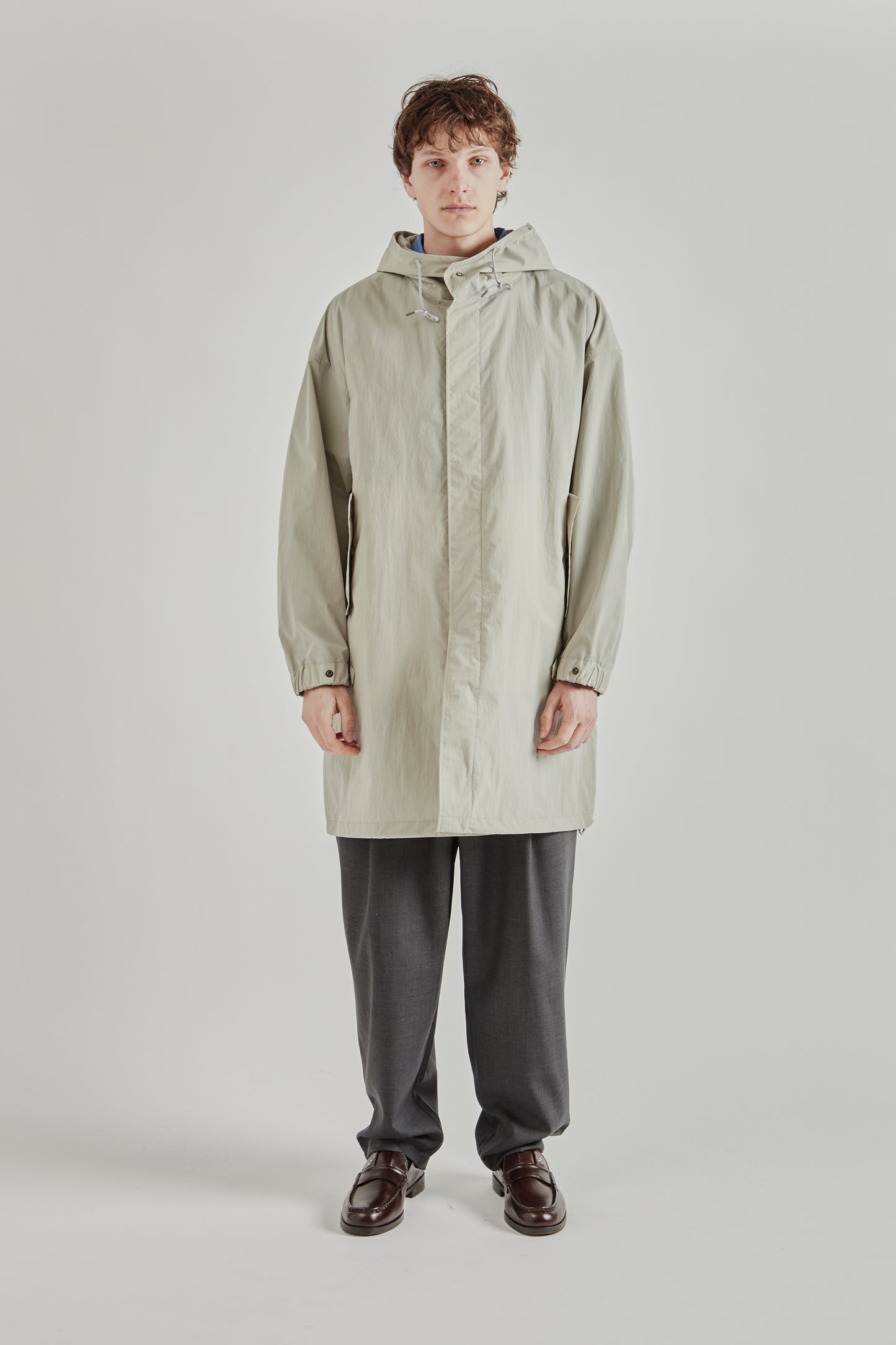 Still by Hand SS26 Hooded Nylon Coat Ice Grey2205