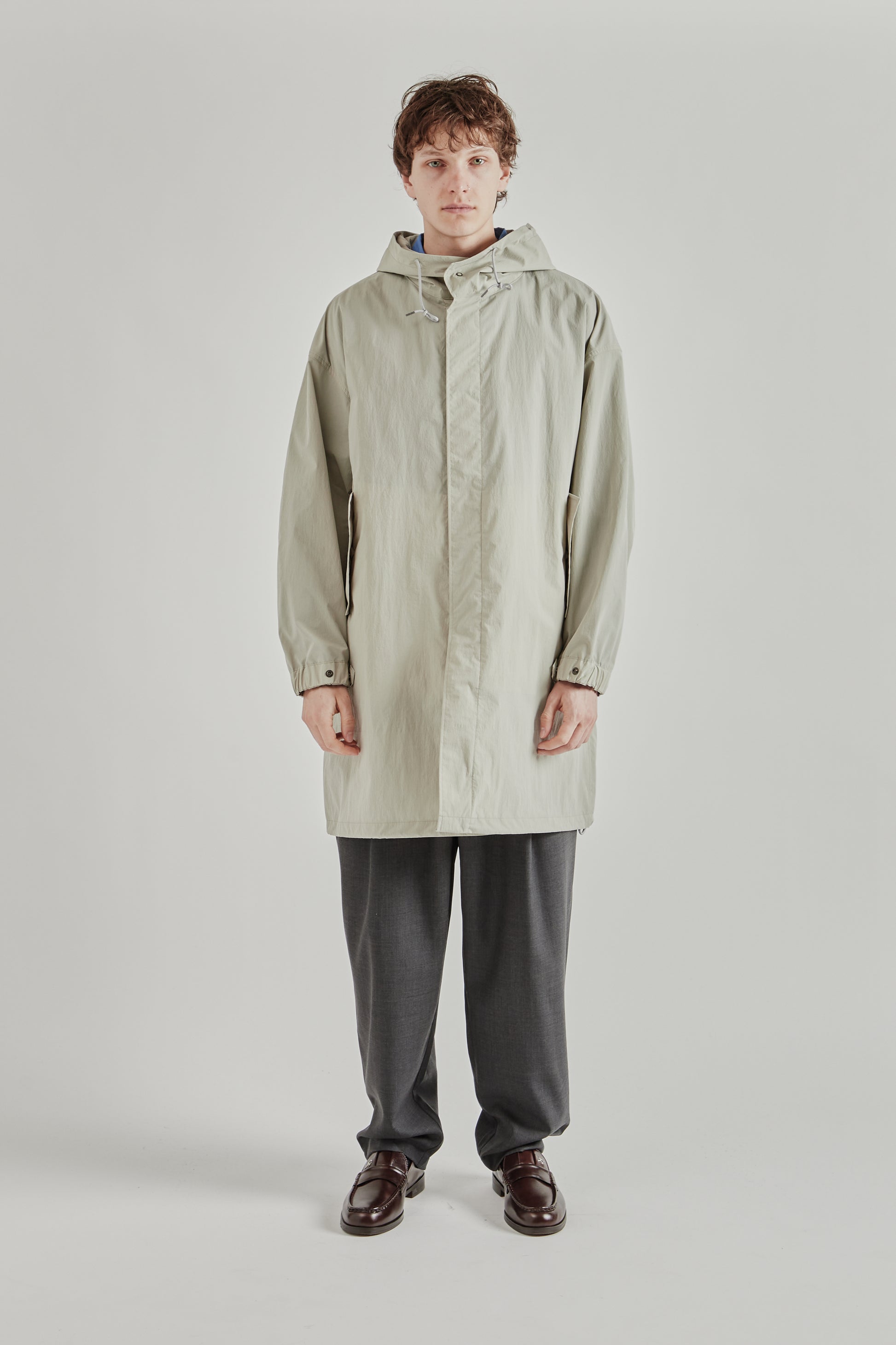 Still by Hand SS26 Hooded Nylon Coat Ice Grey2205
